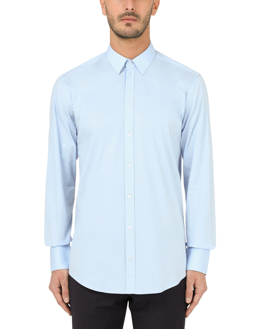 Solid-coloured stretch cotton shirt