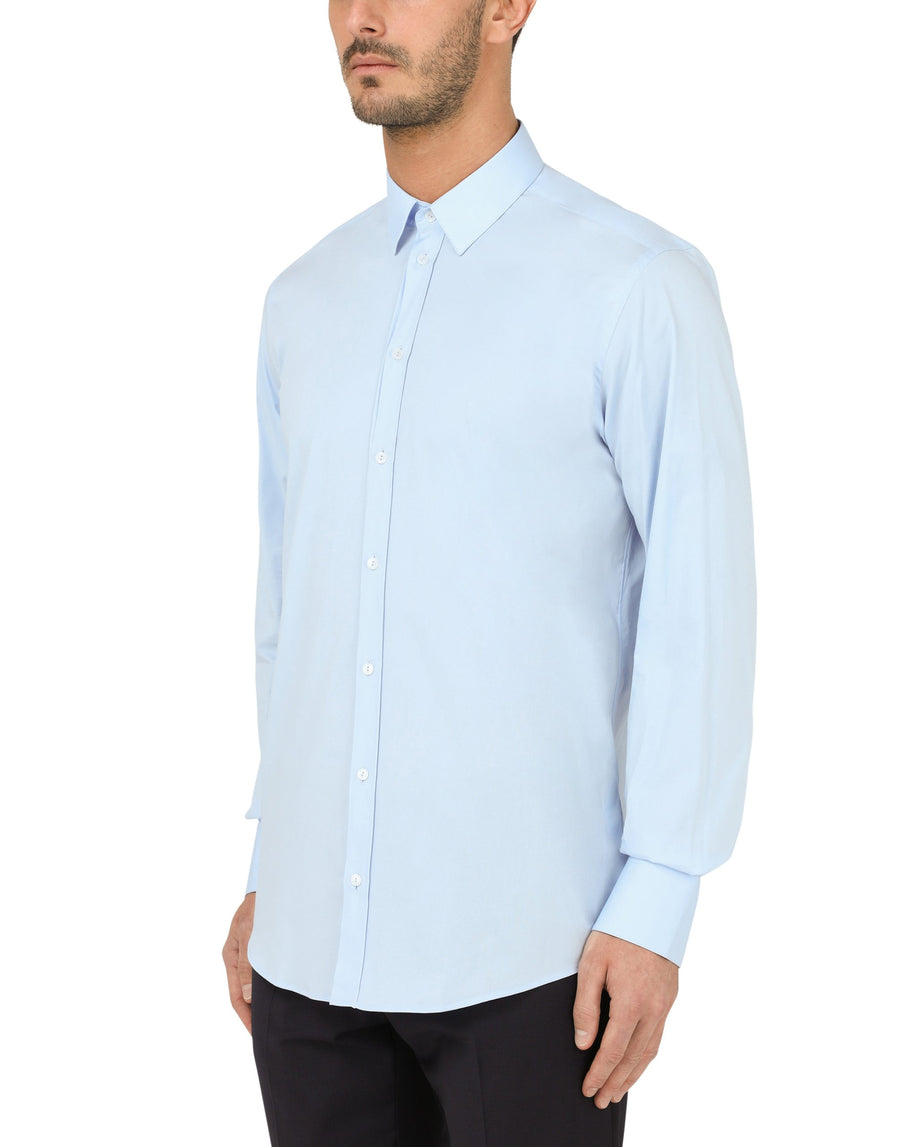 Solid-coloured stretch cotton shirt