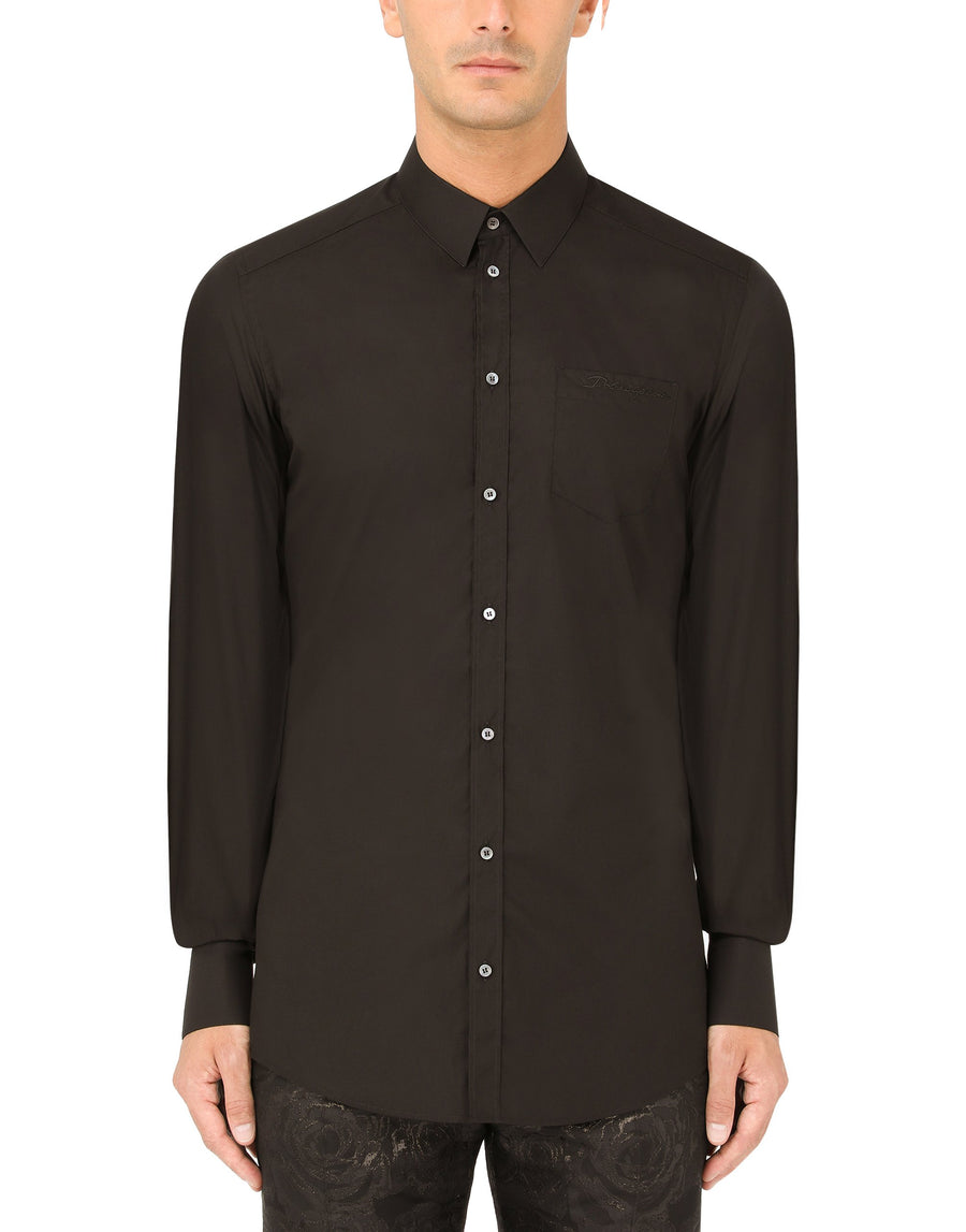 Slim cotton shirt with pocket