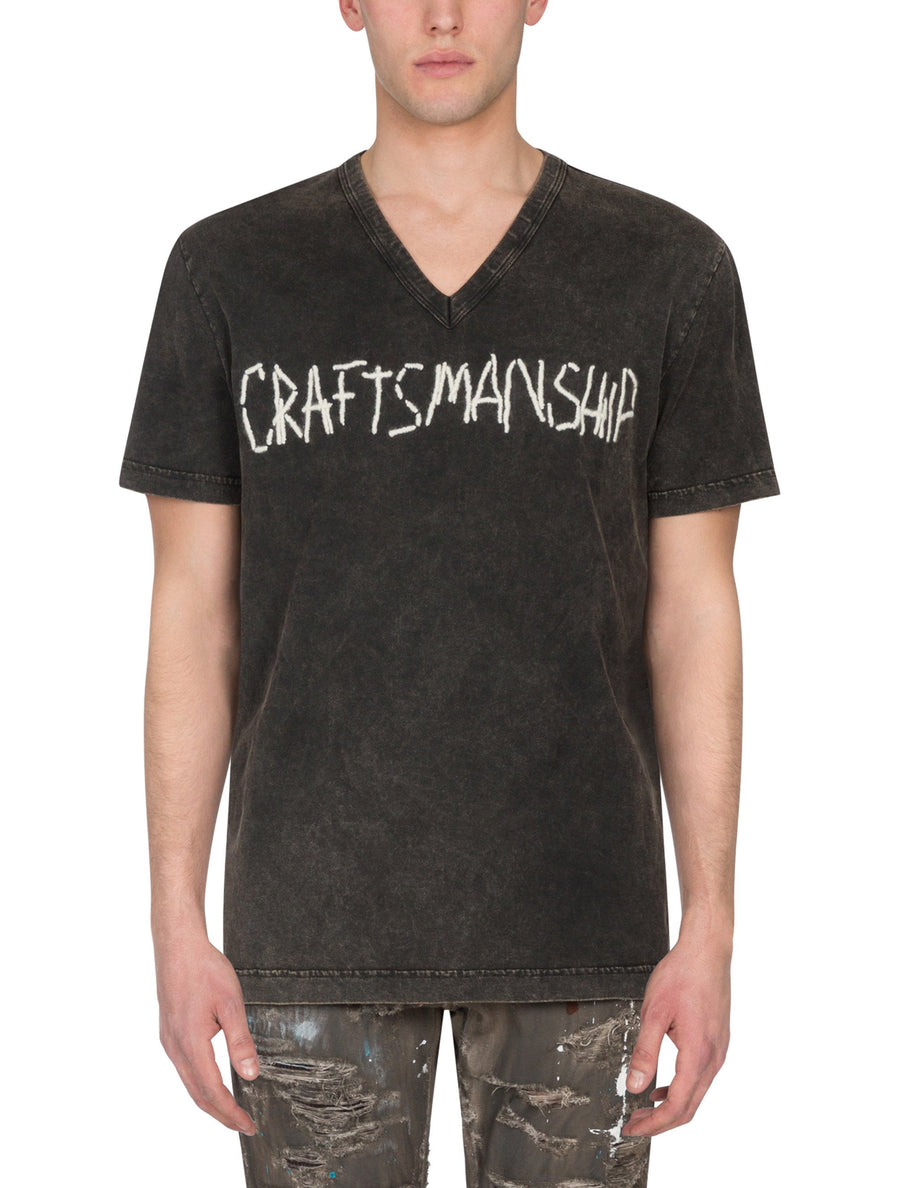 COTTON T-SHIRT WITH “CRAFTSMANSHIP” EMBROIDERY