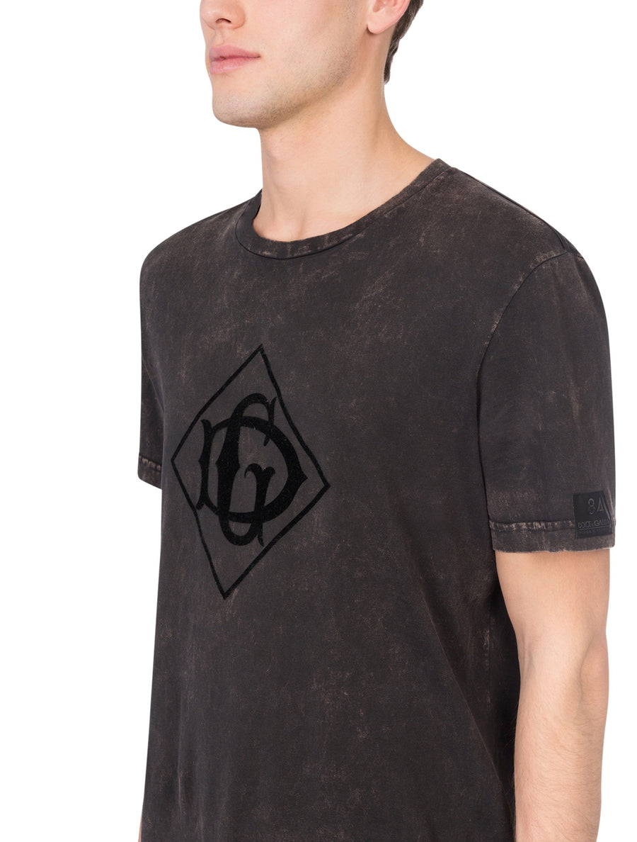 COTTON T-SHIRT WITH FLOCKED DG LOGO