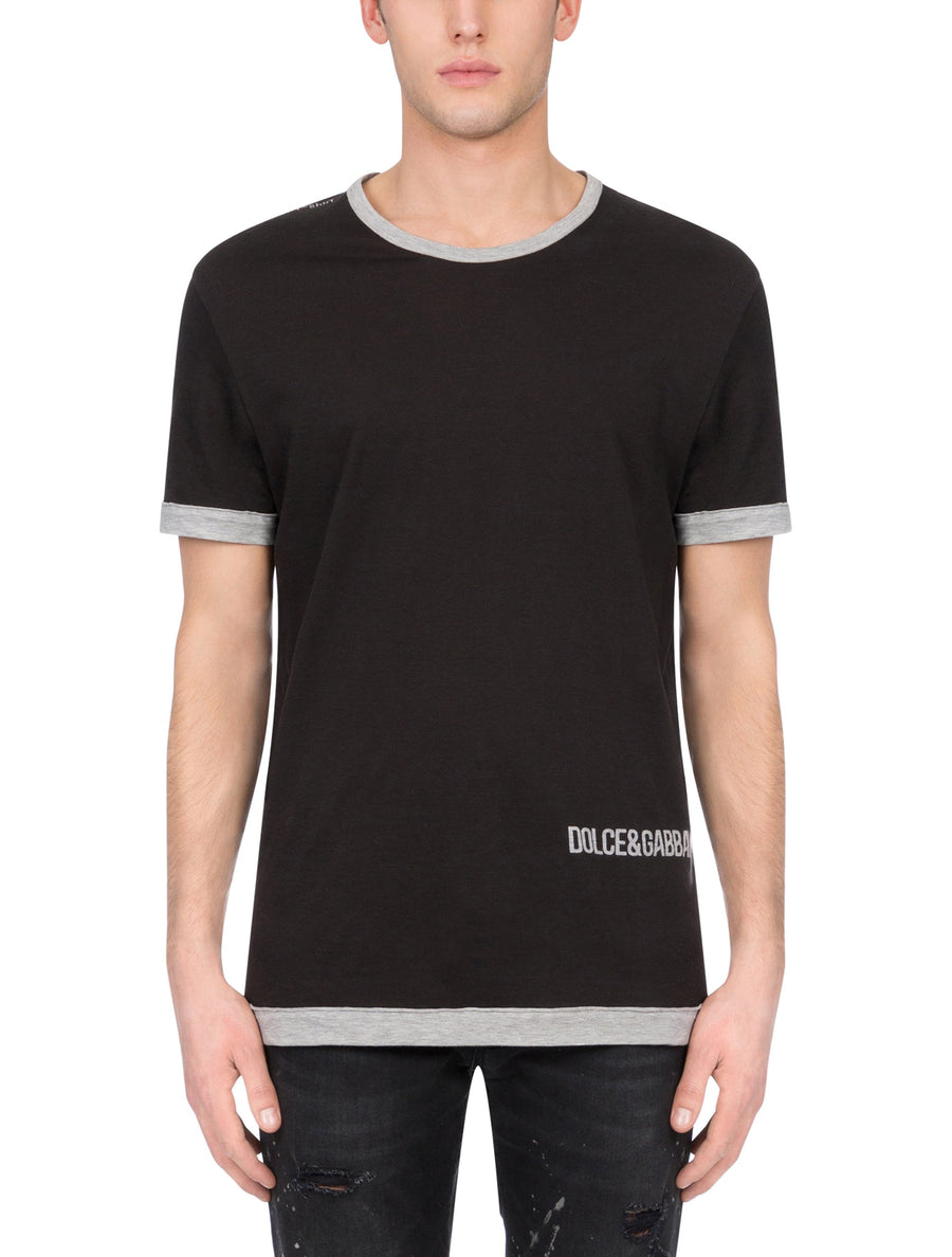 TWO-TONE COTTON T-SHIRT WITH DG LOGO PRINT