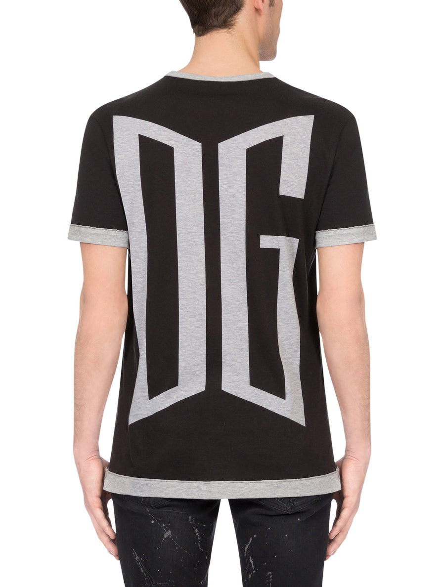 TWO-TONE COTTON T-SHIRT WITH DG LOGO PRINT