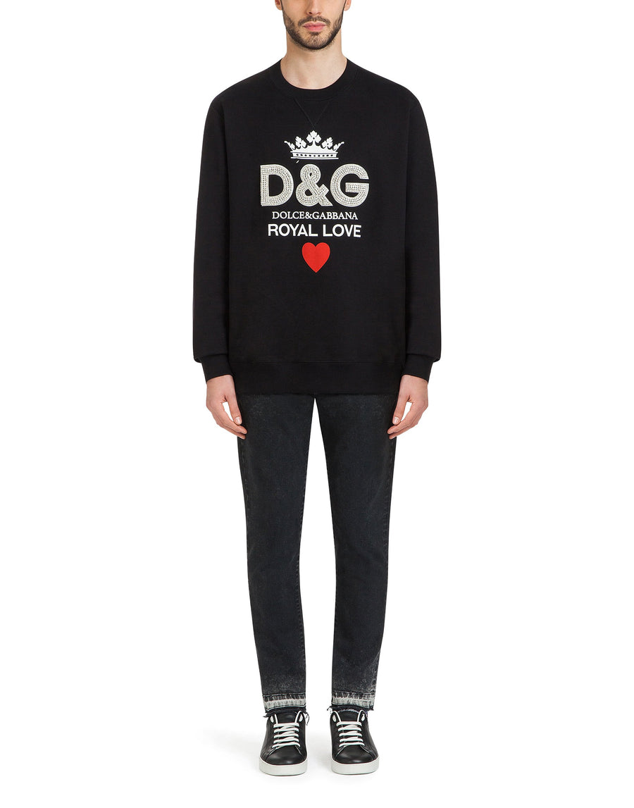 Crewneck sweatshirt with DG crown and rhinestones