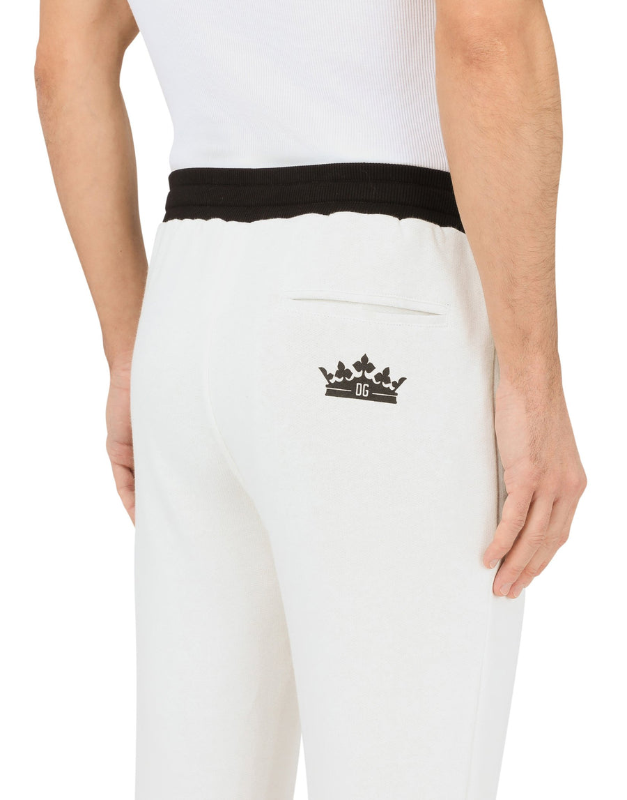 Jogging pants in cotton with DG and crown print