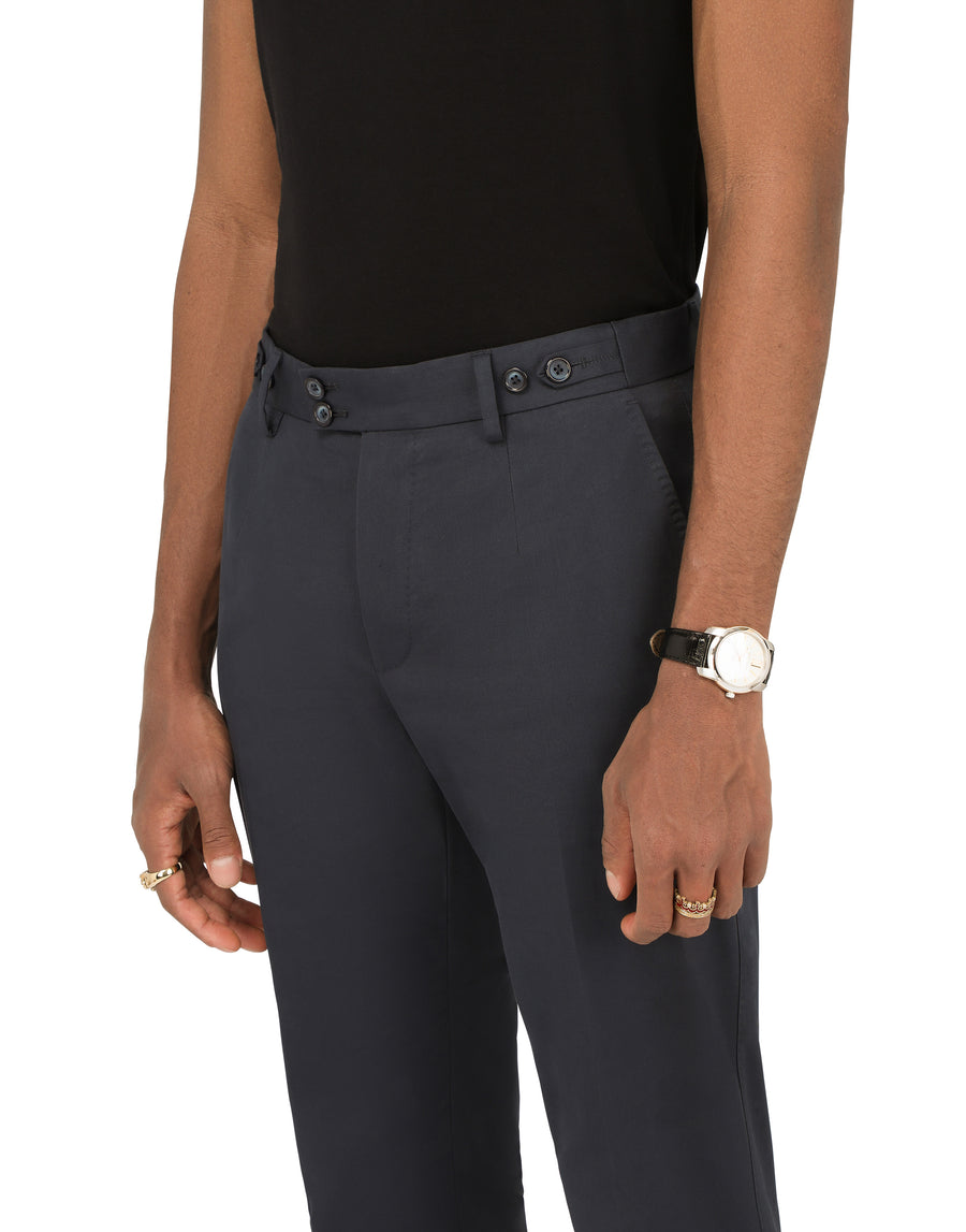 Cotton blend trousers with double button