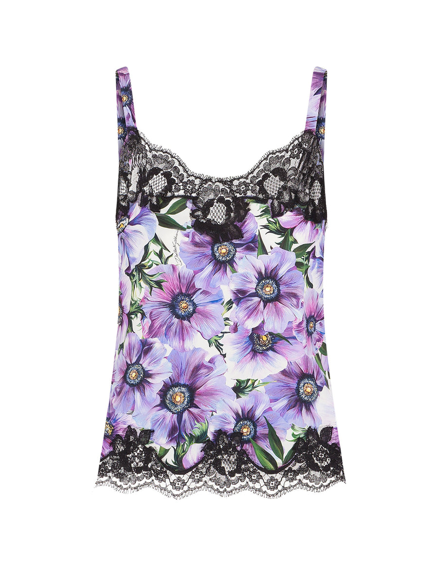 Top with all-over anemones print