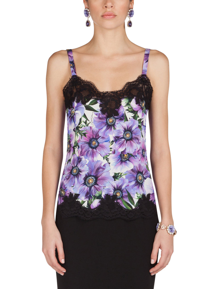 Top with all-over anemones print