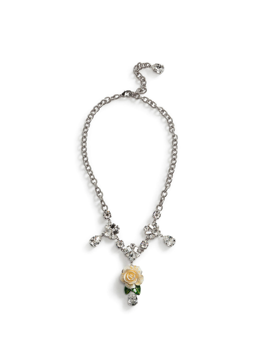 Necklace with roses and rhinestone