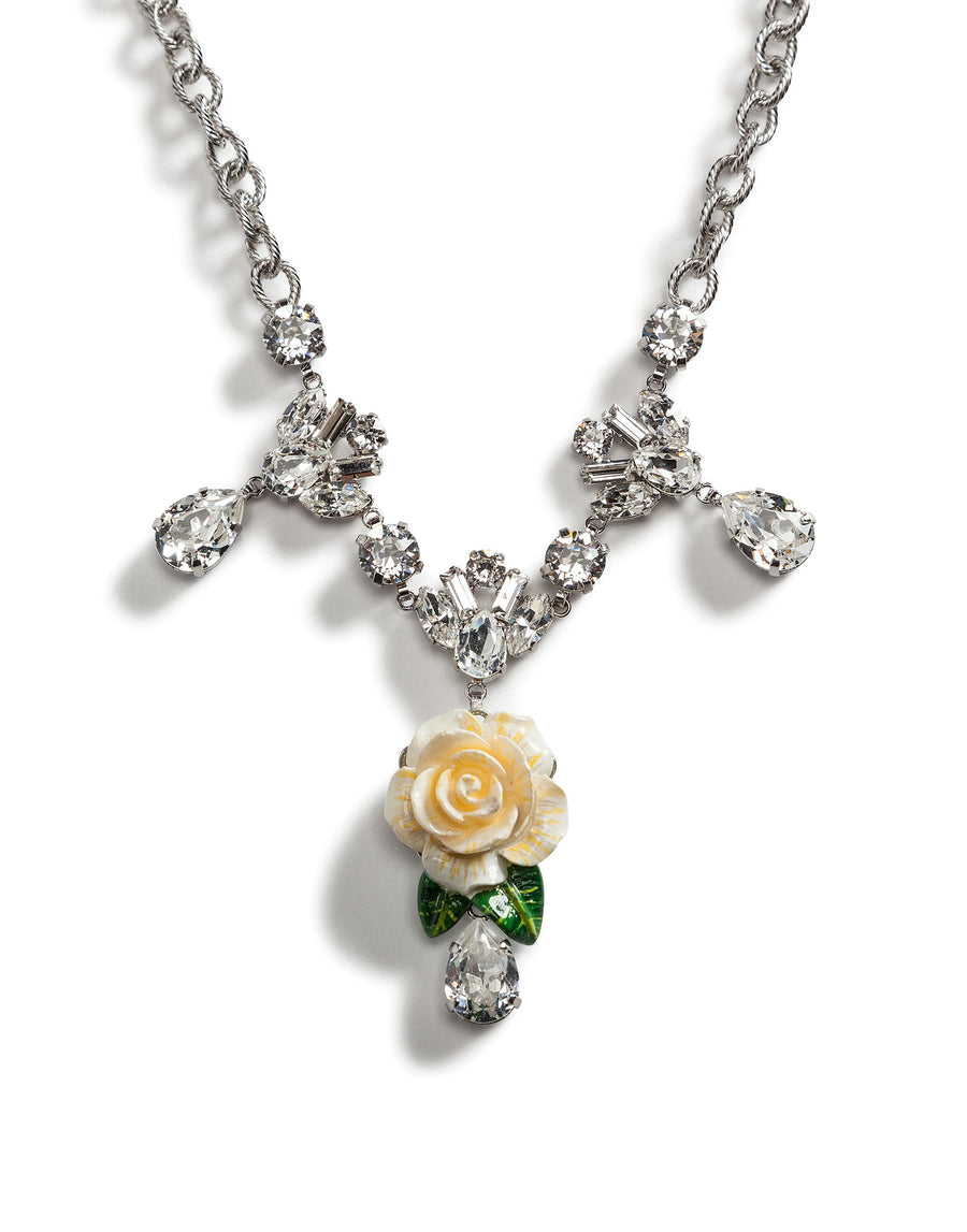 Necklace with roses and rhinestone