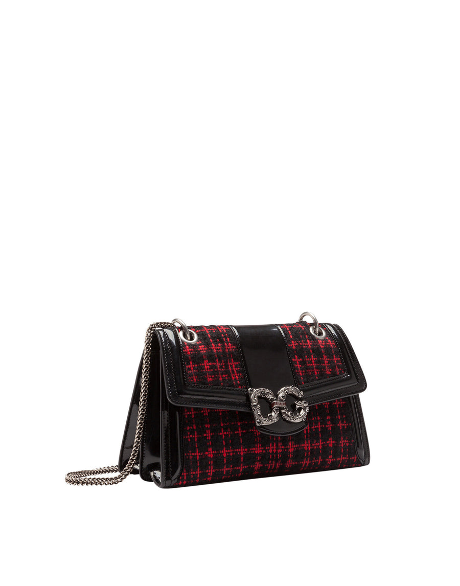 Medium DG Amore bag in polished calfskin and tweed