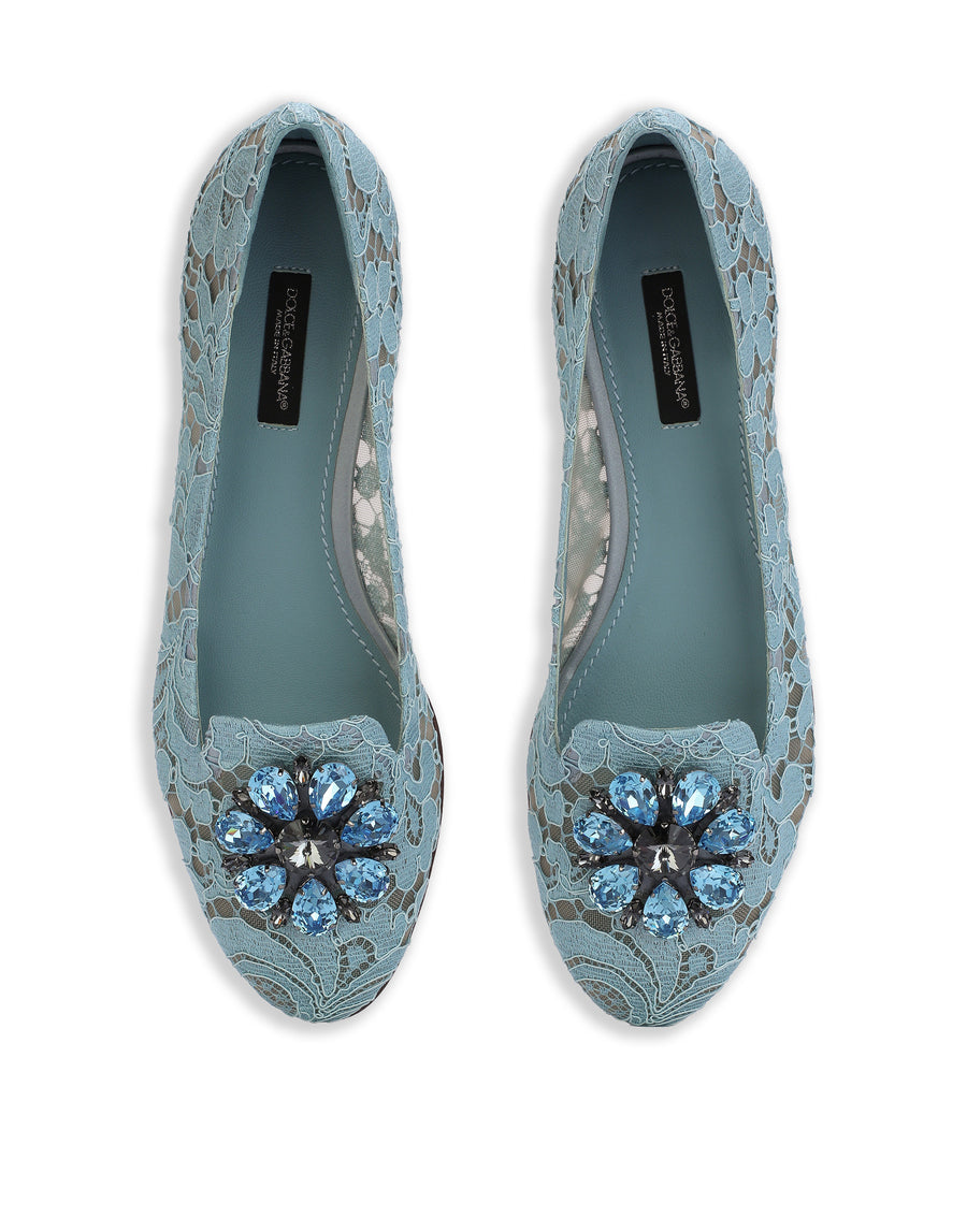 SLIPPER IN TAORMINA LACE WITH CRYSTALS