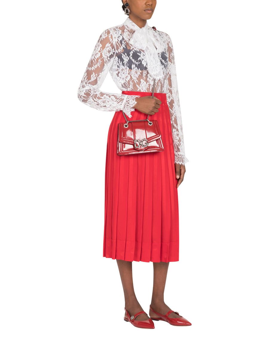 Longuette skirt in satin jacquard