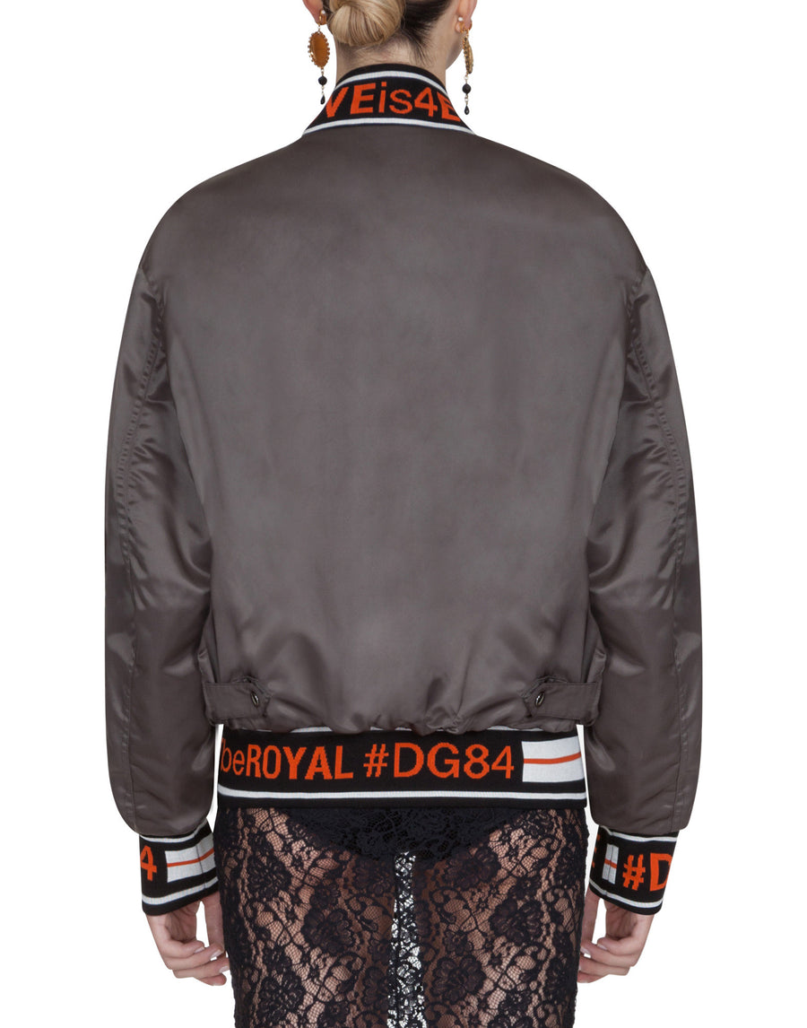 Oversized bomber jacket with DG winged heart embroidery