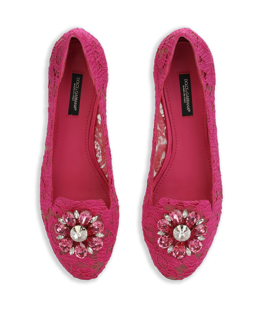 SLIPPER IN TAORMINA LACE WITH CRYSTALS