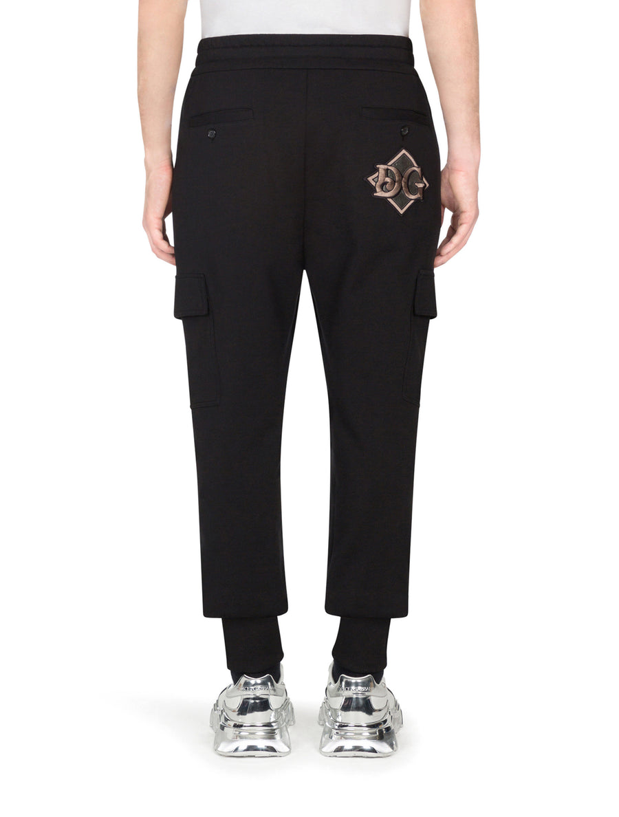 Cotton cargo-style jogging pants with patch detailing