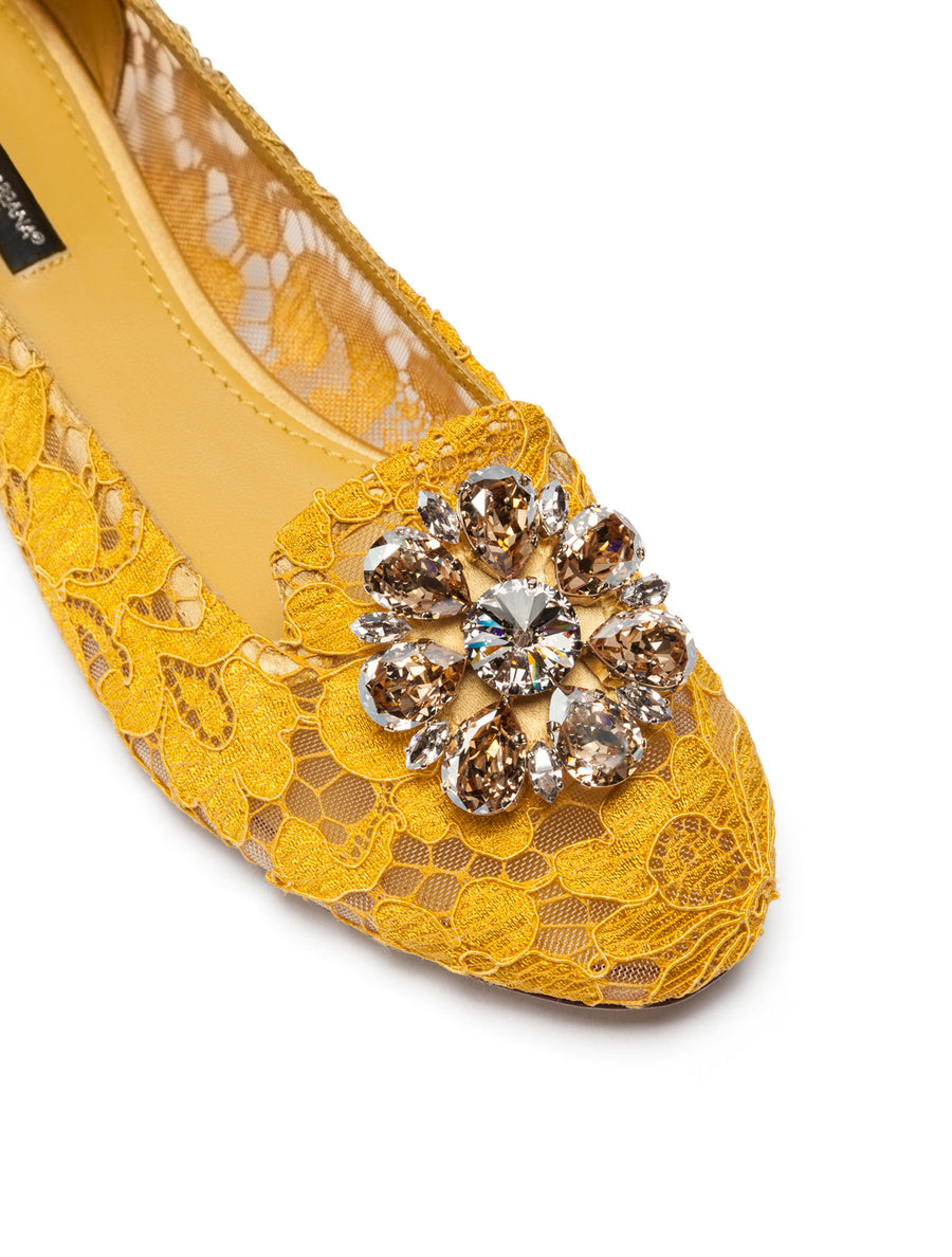 SLIPPER IN TAORMINA LACE WITH CRYSTALS