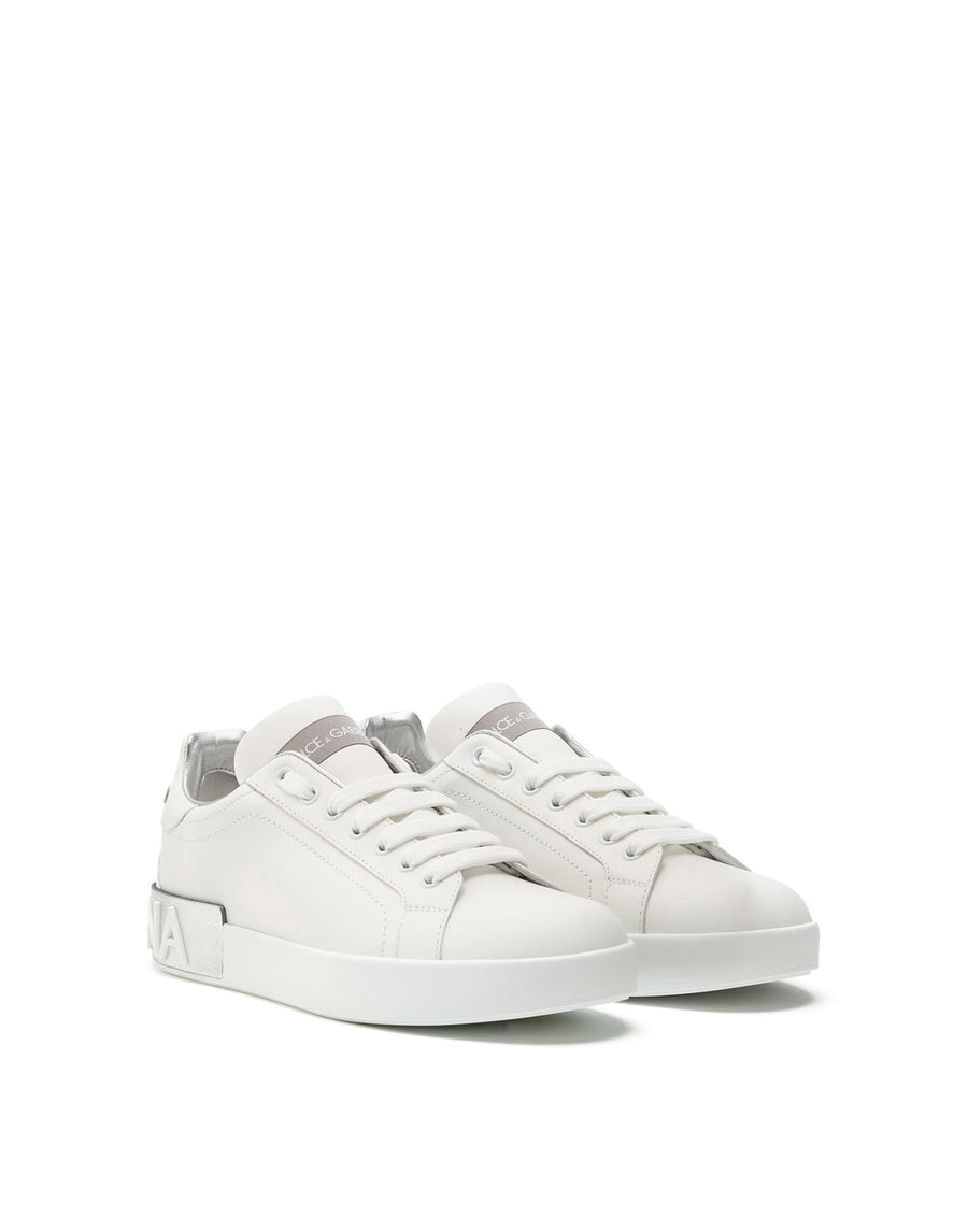 Calfskin nappa Portofino sneakers with lamé details