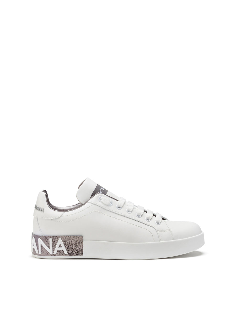 Calfskin nappa Portofino sneakers with lamé details