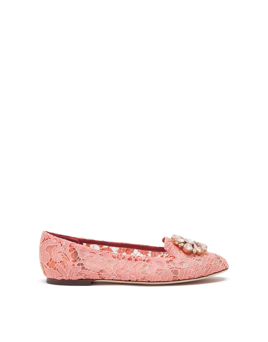 SLIPPER IN TAORMINA LACE WITH CRYSTALS