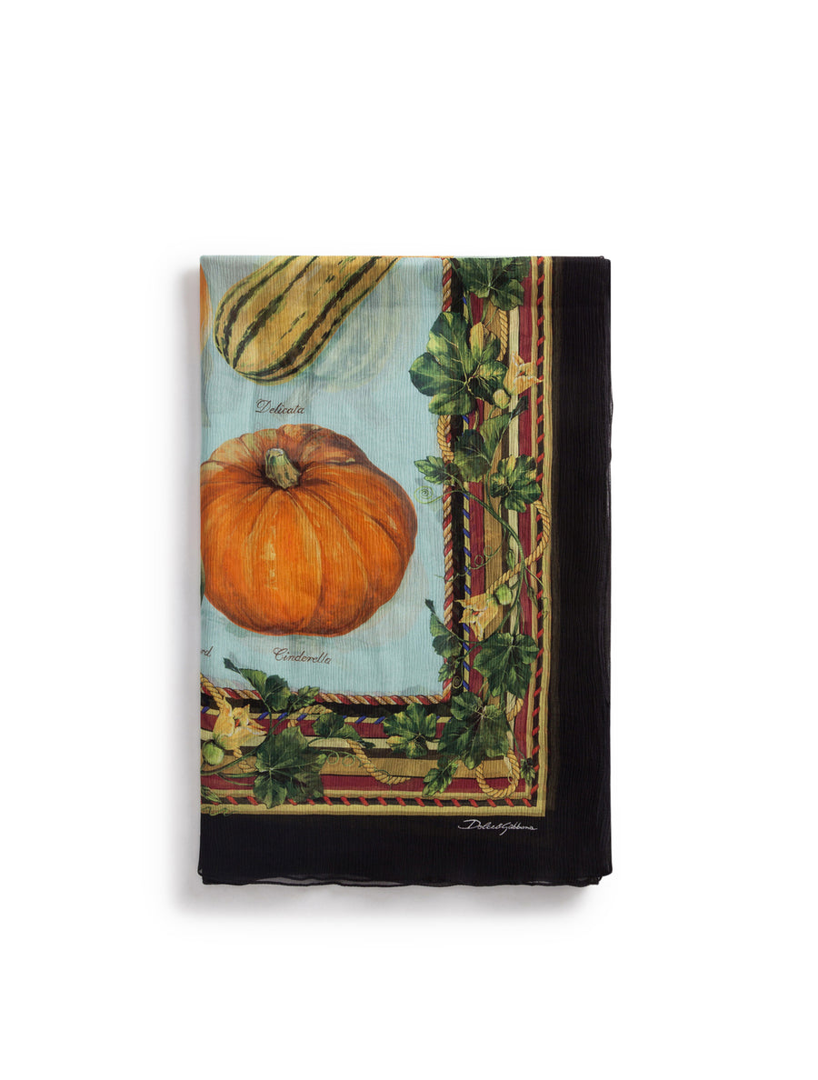 SCARF IN CREPON WITH PUMPKIN PRINT: 120 X 200CM- 47 X 78 INCHES