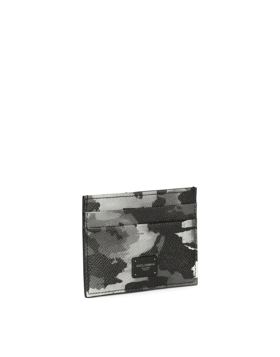 Dauphine calfskin card holder with logo print