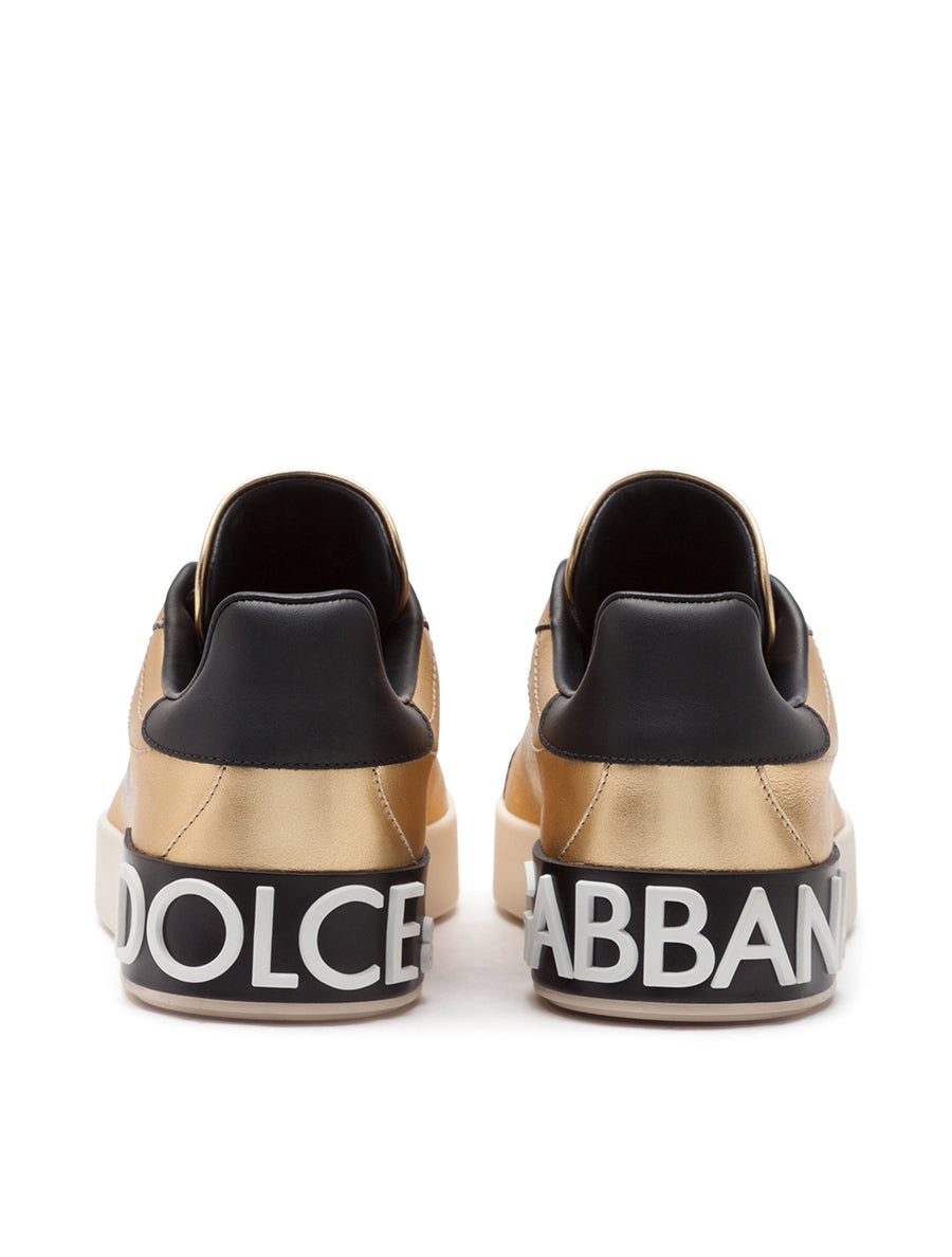 Foiled calfskin Portofino sneakers with lettering