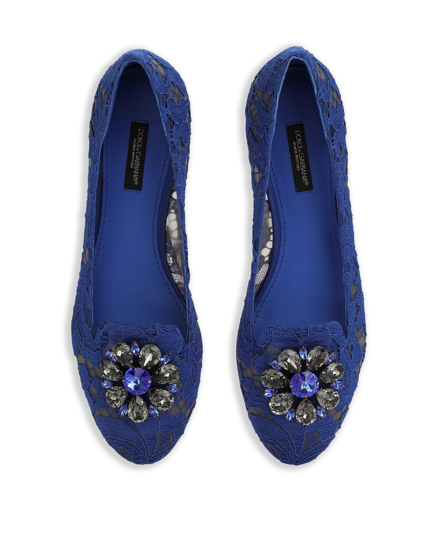 SLIPPER IN TAORMINA LACE WITH CRYSTALS