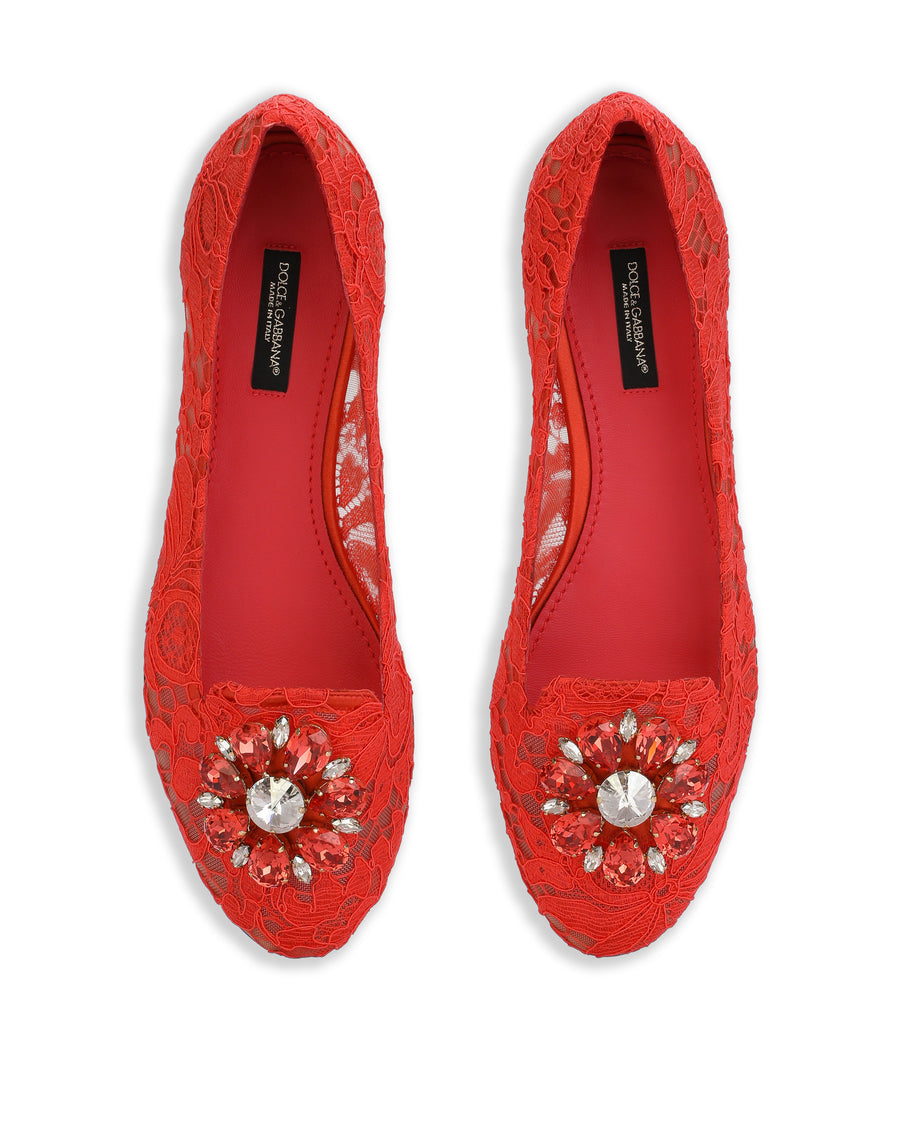 SLIPPER IN TAORMINA LACE WITH CRYSTALS