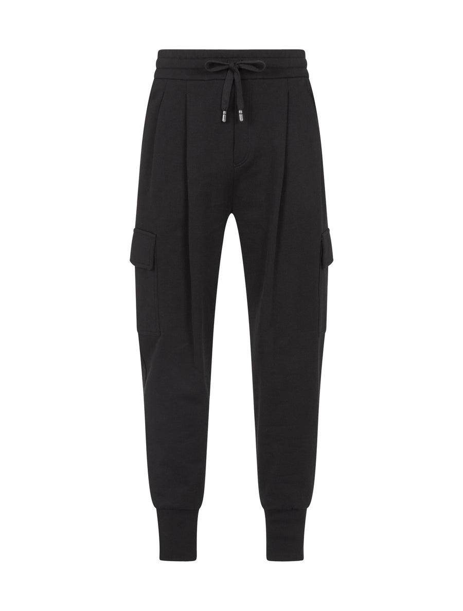 Cotton cargo-style jogging pants with patch detailing