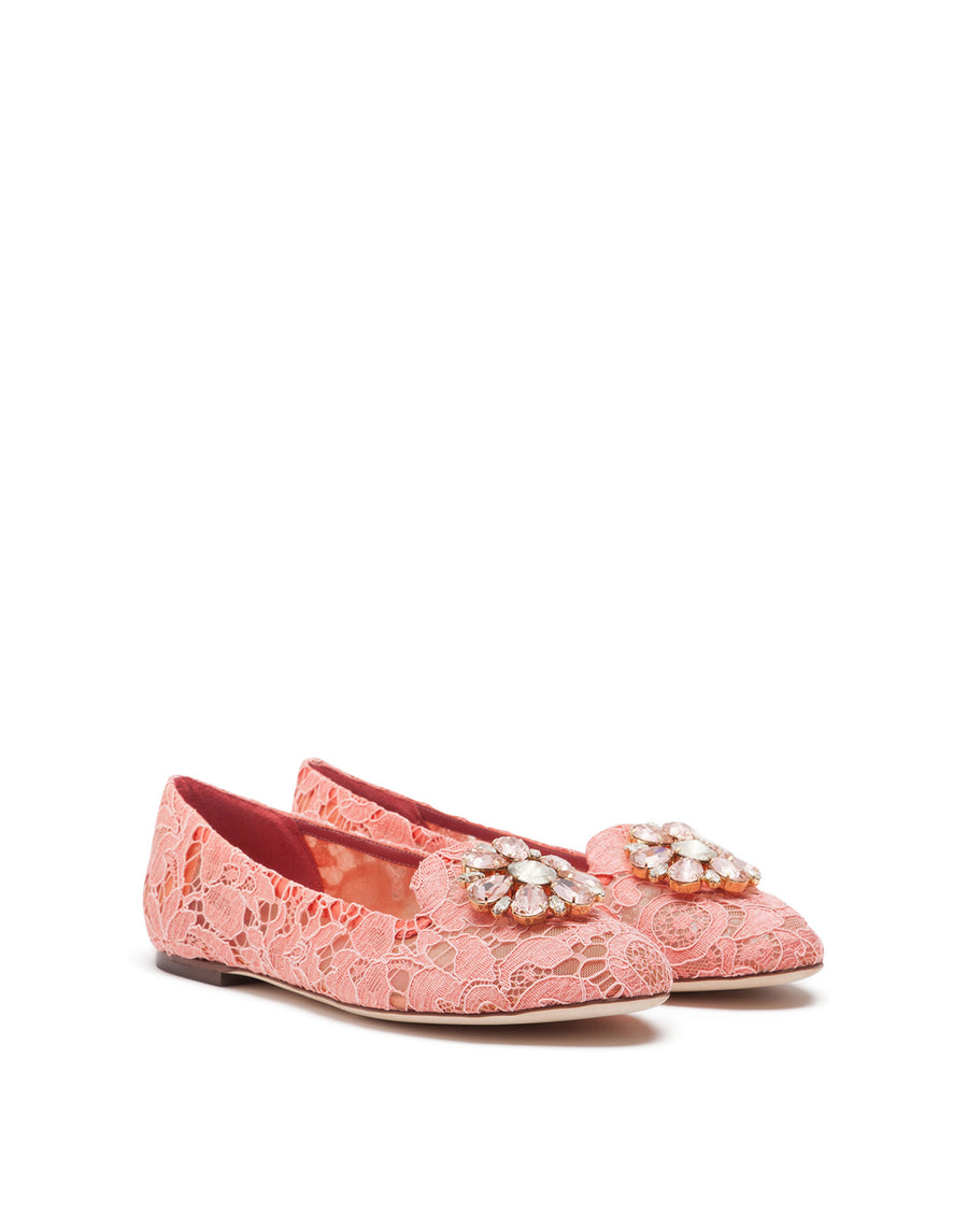 SLIPPER IN TAORMINA LACE WITH CRYSTALS