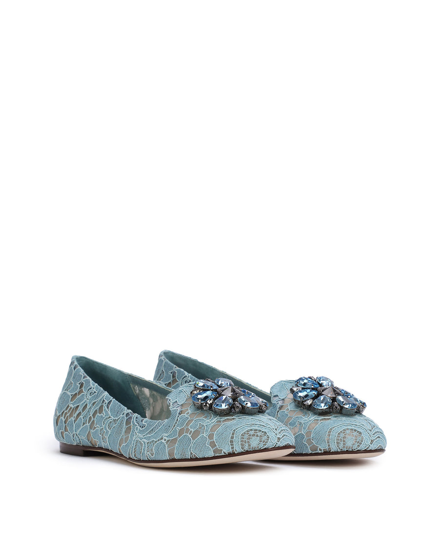 SLIPPER IN TAORMINA LACE WITH CRYSTALS