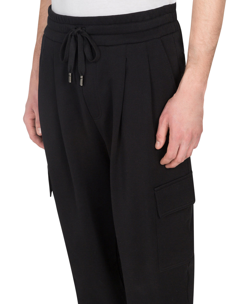 Cotton cargo-style jogging pants with patch detailing