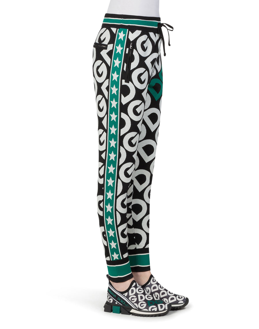 Viscose jogging pants with all-over DG logo