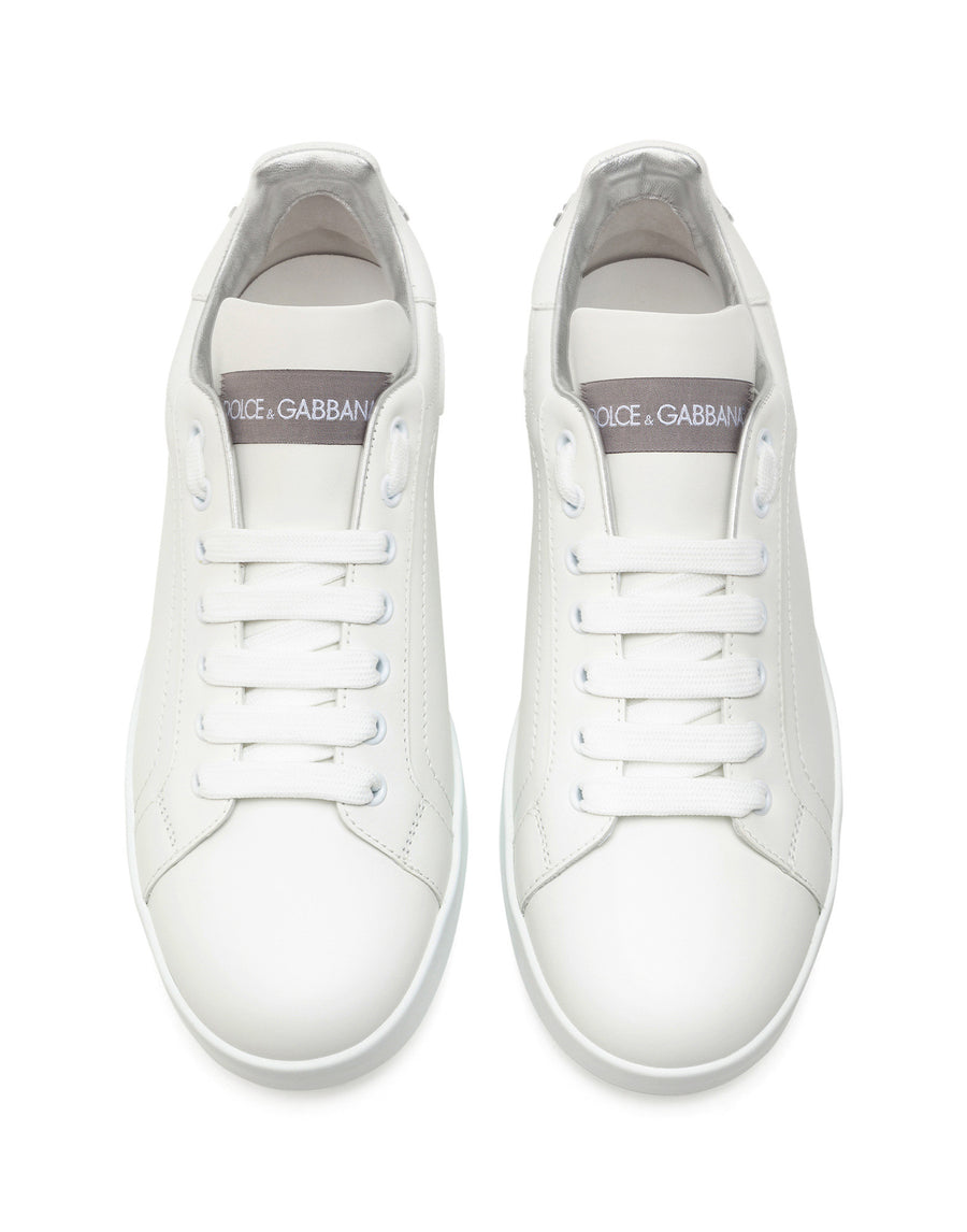 Calfskin nappa Portofino sneakers with lamé details