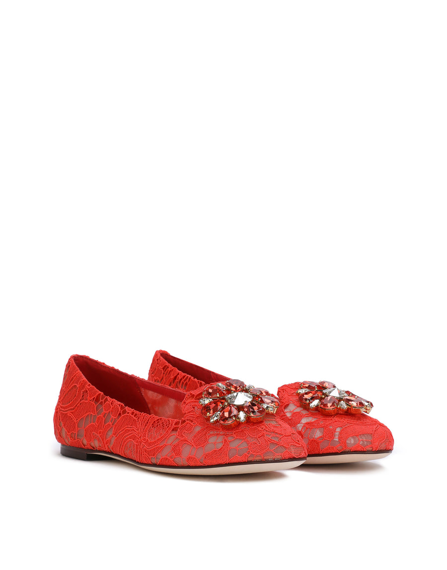 SLIPPER IN TAORMINA LACE WITH CRYSTALS