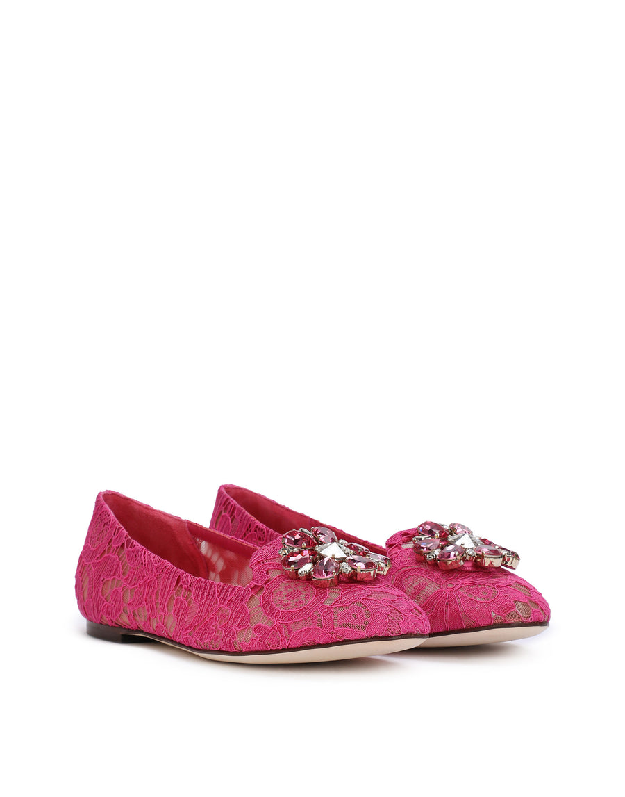 SLIPPER IN TAORMINA LACE WITH CRYSTALS