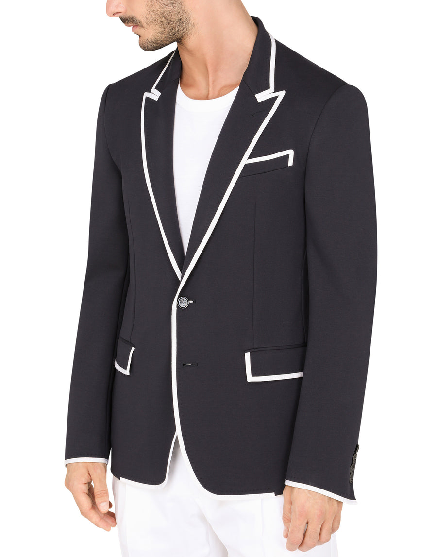 STRETCH JERSEY JACKET WITH PIPING