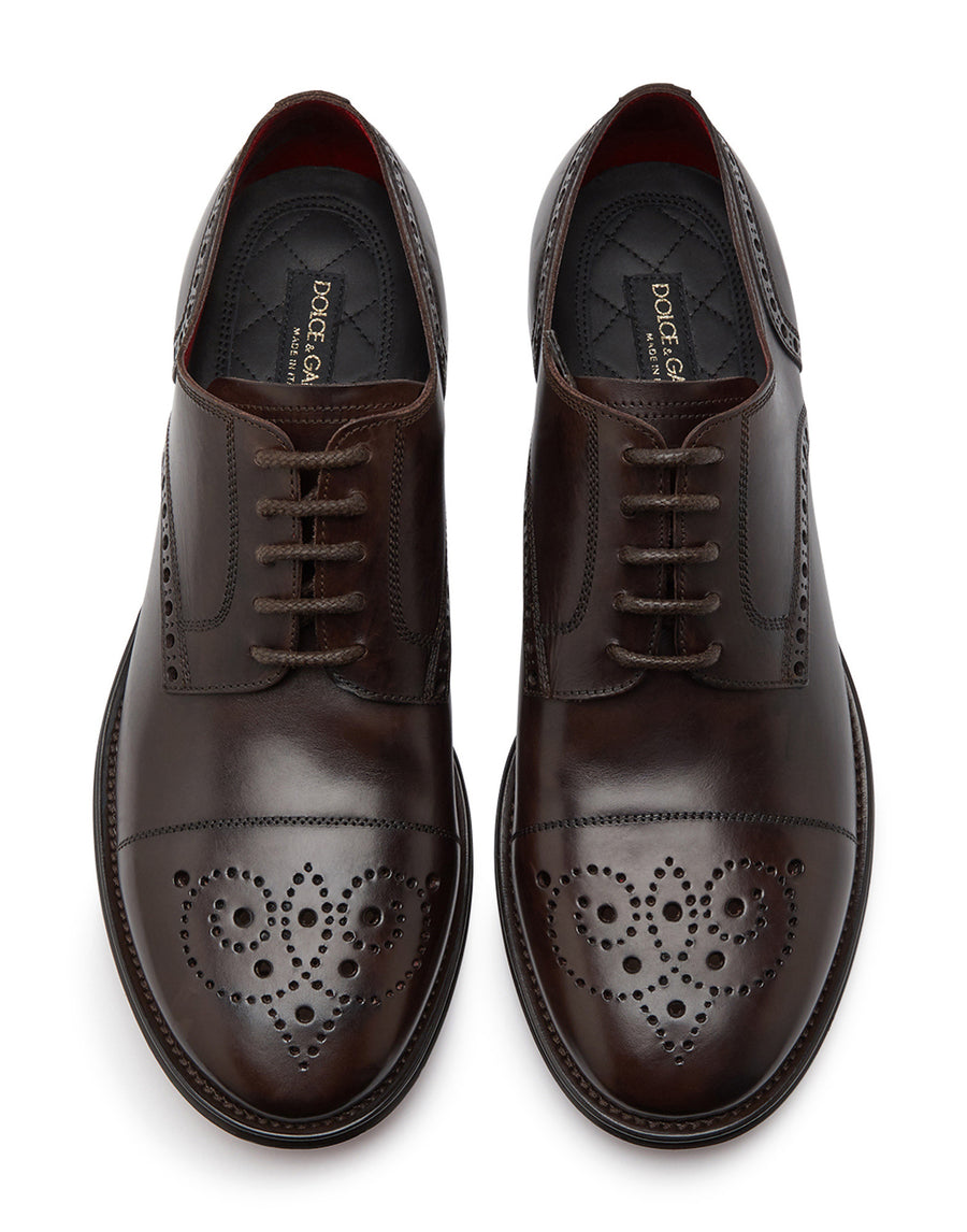 Full brogue derby in michelangelo calfskin