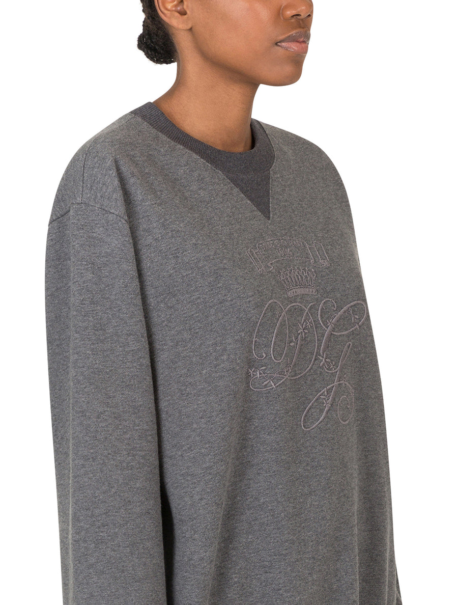 Crew neck sweatshirt in jersey with DG flowers embroidery