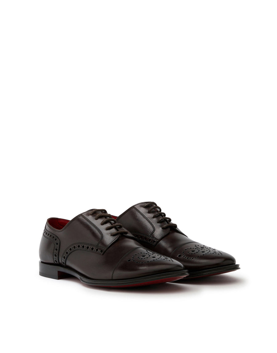 Full brogue derby in michelangelo calfskin