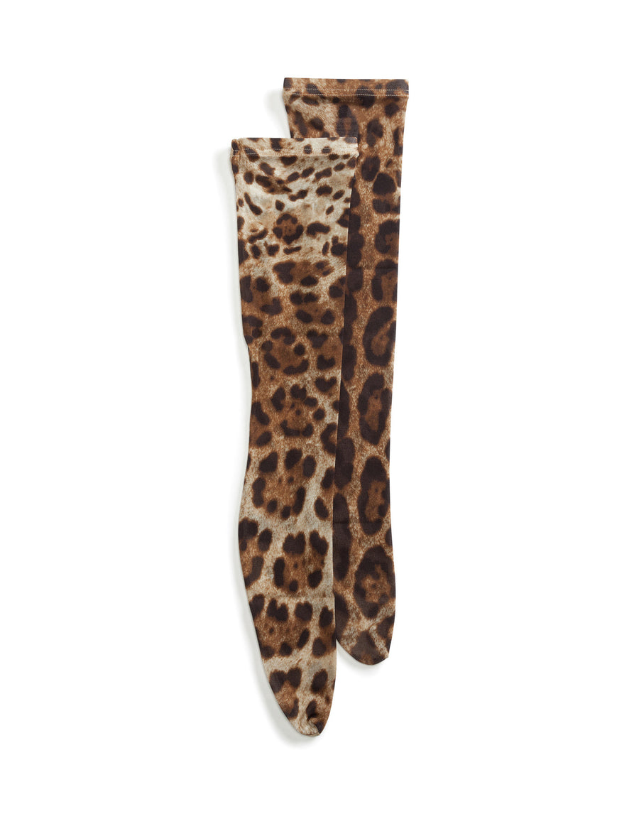 Leopard-print nylon socks