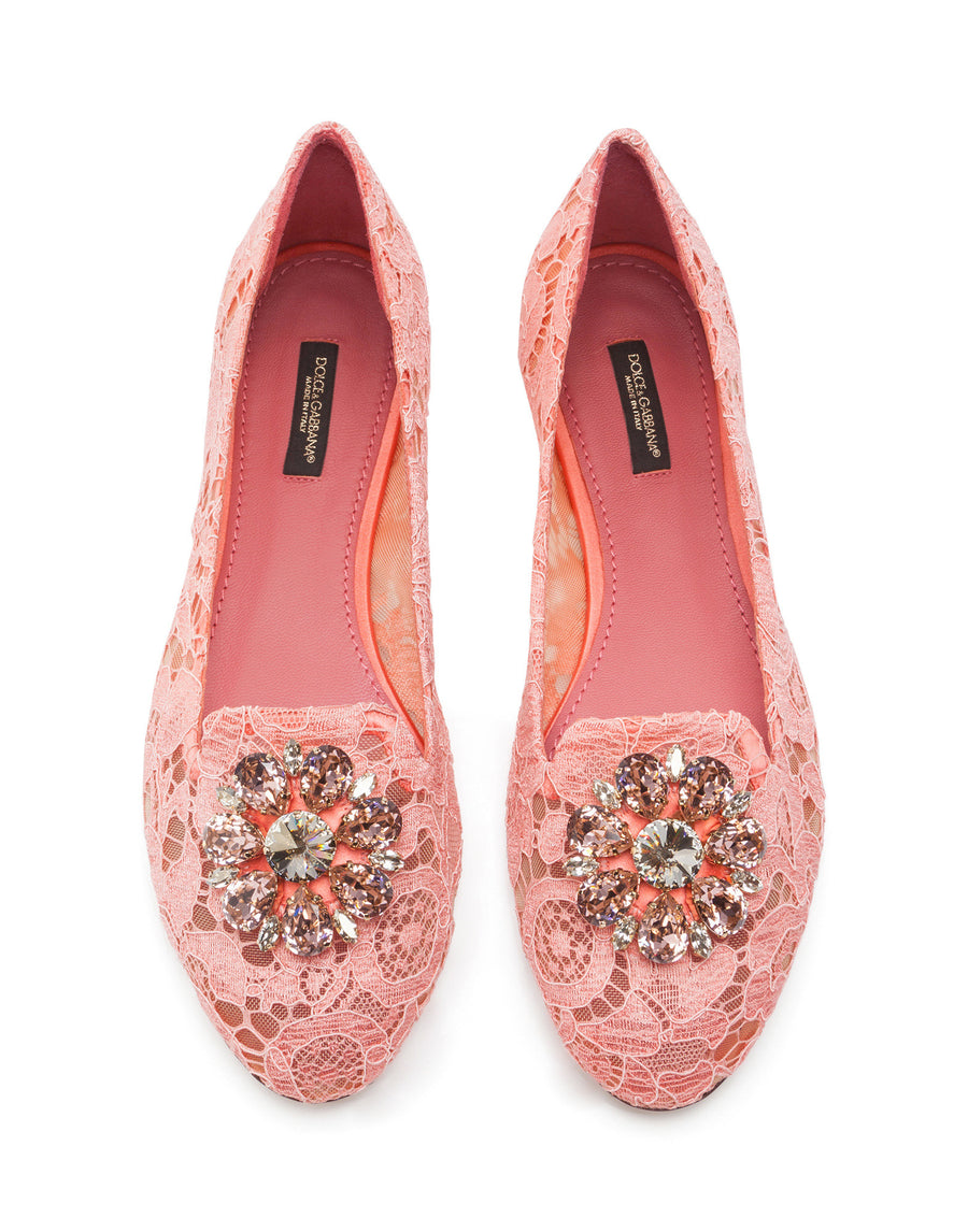 SLIPPER IN TAORMINA LACE WITH CRYSTALS