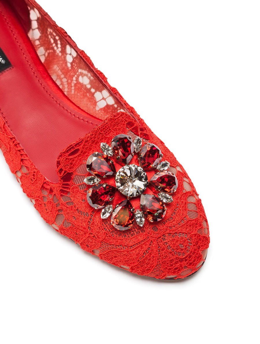 SLIPPER IN TAORMINA LACE WITH CRYSTALS