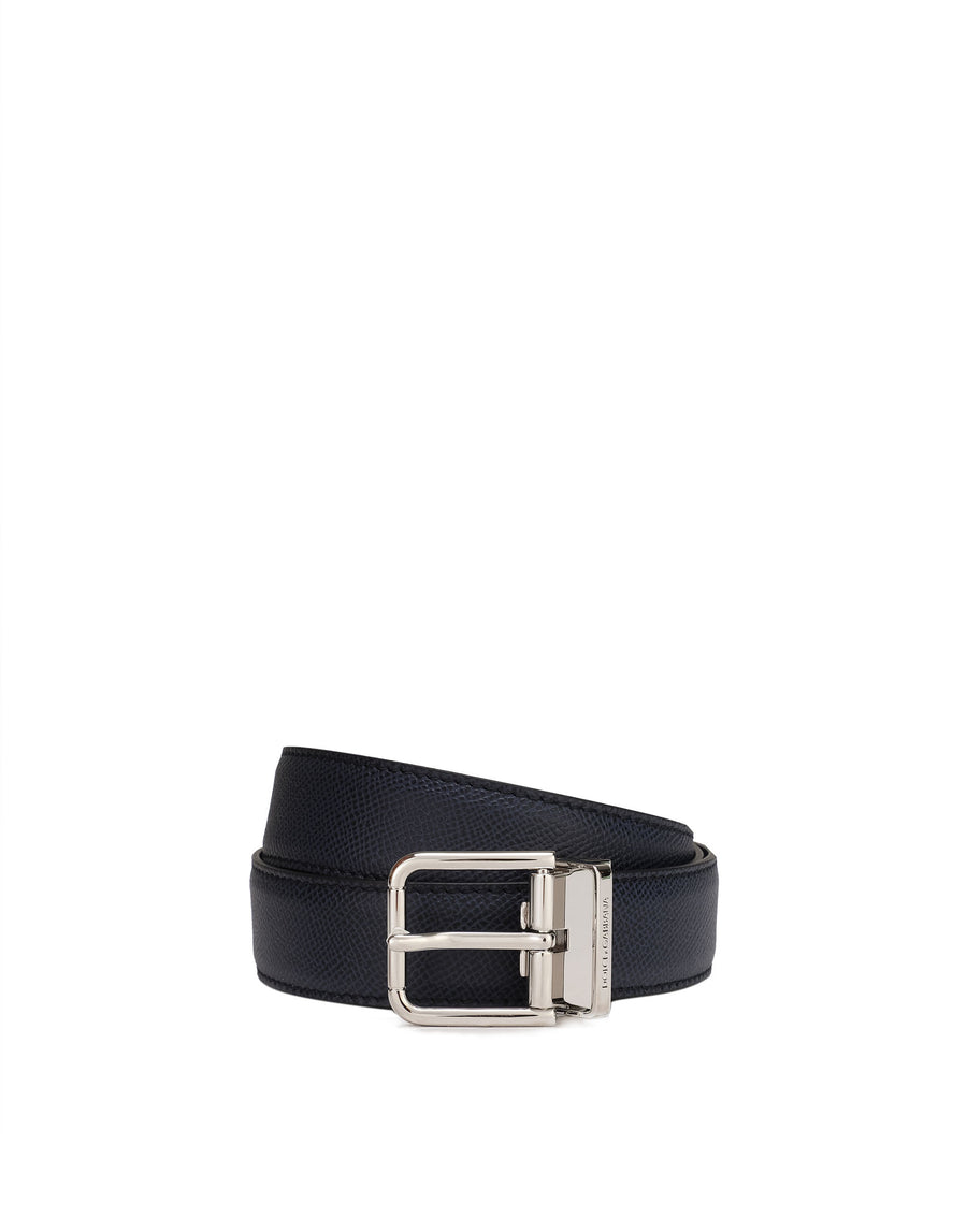 Solid-coloured hammered leather belt