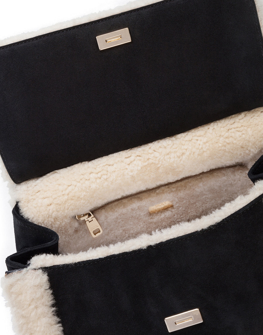 Mini bag in suede with eco fur